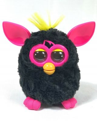 Hasbro Furby 2012 : Black / Pink Ears Yellow Good Evil Talks Great