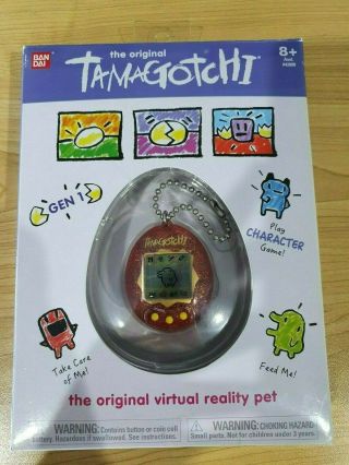Bandai Tamagotchi Classic Digital Virtual Reality Pet Red Gold Glitter
