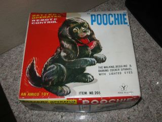 Vintage Japan Poochie Cocker Spaniel Battery Operated Remote Control Dog Toy Box