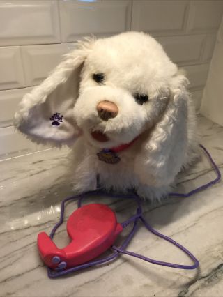Fur Real Friends Get Up And Gogo My Walking Pup White Plush Dog Toy W/ Leash