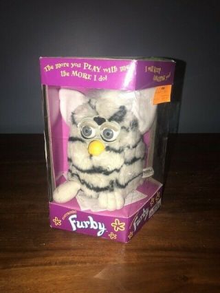 Furby 70 - 800 Series 1 Tiger Snowball Electronic Toy - White W/ Black Stripes
