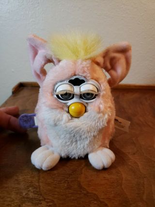 Furby Baby 1999 Pink Yellow White Tiger