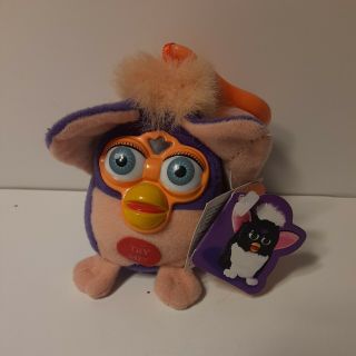 Furby Talking Key Chain 1999 Tiger Electronics Purple And Peach Backpack Clip
