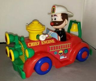 Bobble Head Fire Chief Engine Toy Radio Shack Lights Up & Sound.  Read Desc.