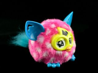 ⚪furby Boom 2012 Hasbro Furblings Baby Pink White Polkadot Teal -