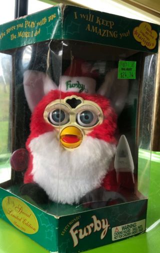 Vintage Special Limited Edition Box Santa Furby Red/white Blue Eyes Hat Tag