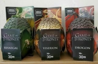 Mega Construx Game Of Thrones 3 Dragon Eggs - Drogon,  Viserion And Rhaegal