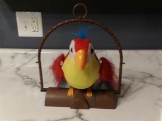 Vintage 1991 Gemmy Pete The Repeat Talking Parrot Bird With Stand (68)