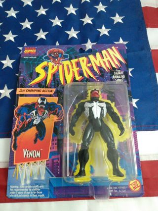 Vintage Spider - Man Animated Series Venom With Jaw Chomping Action Toybiz Marvel