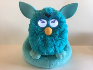 Hasbro 2012 Furby Solid BLUE AQUA Electronic Interactive Pet With Bed - 2