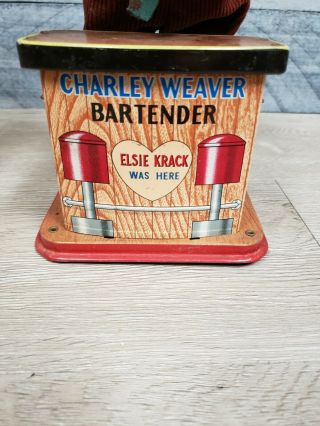 Vintage Battery Operated Charlie Weaver Bartender Tin Toy B2 2