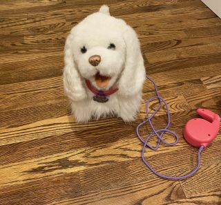 Fur Real Friends Get Up And Gogo My Walking Pup White Plush Dog With Leash
