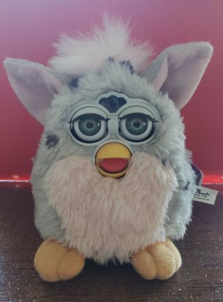 Vintage Furby 1998 Model 70 - 800 Gray With Black Spots Pink Belly.