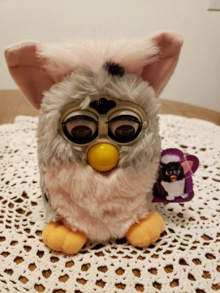 Furby Tiger 1998 70 - 800 Grey Spotted with Pink Ears Brown Eyes 2