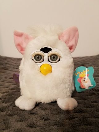Vintage 1999 Tiger Furby White With Pink Ears Not