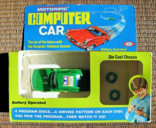 Ideal Toy Co.  Motorific Battery " Computer Car " 1970 Camaro W/ Box And Two Discs