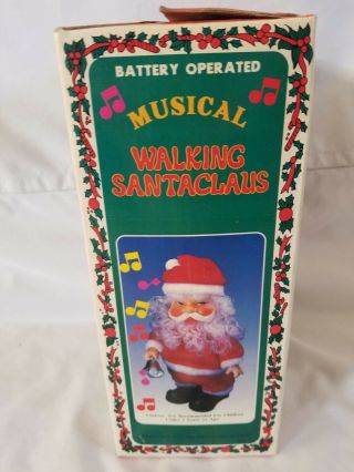 Vintage Battery Operated Musical Walking Santa Claus W/Bell Box 3 Songs 2