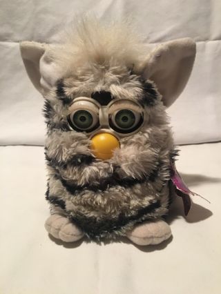 Furby - Tiger - White Body With Black & Gray Stripes With White Feet & Ears