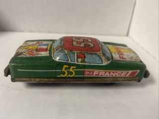Vintage Tin Race Car France 55 Metal Litho Antique Toy Car