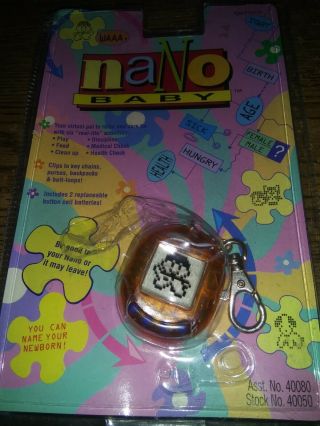 Vintage 1997 Nano Baby Virtual Pet Playmates Toy Orange Rare 90s
