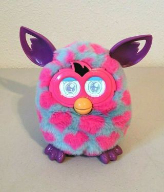 2012 Hasbro Furby Boom Pink Hearts Purple Ears Interactive Plush