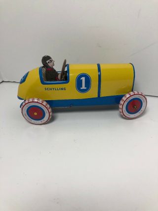 Tin Litho Wind Up 1 Indy Race Car With Driver By Schylling
