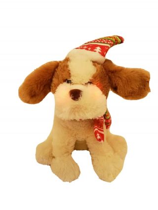 Sound N Light Christmas Singing Animated Dog Plush Ears Move Plays " Shout " 12”