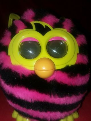 2012 Furby Boom Hot Pink & Black Zebra Stripes Electronic Interactive Chatty Toy