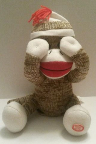 Giggles International Peek - A - Boo Sock Monkey W/ Batteries Laughs And Moves 10.  5 "