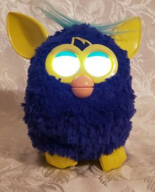 Furby Boom Dark Blue Yellow Ears & Feet & Teal Hair Pre - Owned