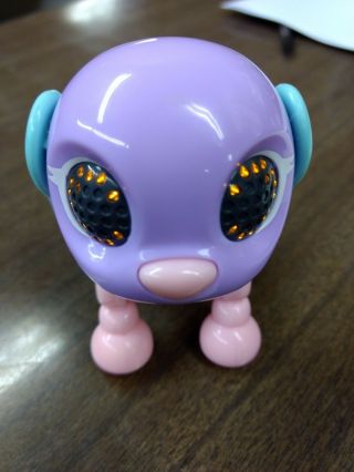 2016 Spin Master Zoomer Purple Robot Tin Toy Dog Light up eyes Barks 3.  5 