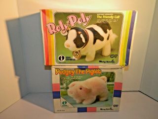 Vintage 1986 Iwaya Pudgey The Piglet & Roly Poly The Friendly Calf