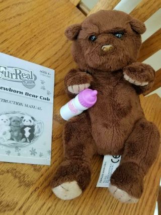 2008 Hasbro,  Interactive Fur Real Bear Cub With Feeding Bottle And Instructions