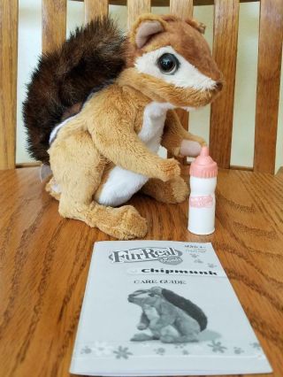 2008 Hasbro,  Interactive Fur Real Chipmunk With Feeding Bottle And Instructions