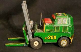 Vintage Modern Toys Japan Tin Litho Friction Fork Lift / Truck 200 Green Parts /