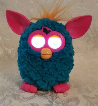 Hasbro Furby Blue Body Pink Ears And Feet Orange Hair Pre - Owned