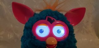 Hasbro Furby Blue Body Pink Ears And Feet Orange Hair Pre - owned 2