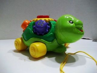 Vtech Roll And Learn Turtle Electronic Interactive Pull Toy Gears Music Lights