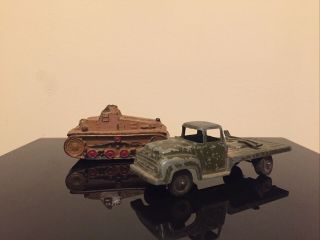 Vintage Tootsie Toy Army Truck Green Chicago 24 U.  S.  A 6 Inches & Ub Rubr Tank