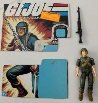 1982 Gi Joe Machine Gunner Rock N Roll Straight Arm V1 Figure File Card No Bipod