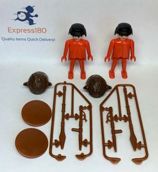 (e4) Vtg 2 Playmobil Mcdonalds Happy Meal Toy Indian Native American 1982