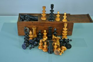 18 - 19th Rare German Hand Carved Chess Set Schach Spiel Échecs 3