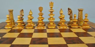 18 - 19th Rare German Hand Carved Chess Set Schach Spiel Échecs 5