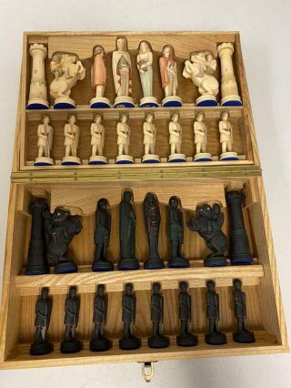 Vintage Anri Toriart Romans Versus Teutons Wooden Chess Set