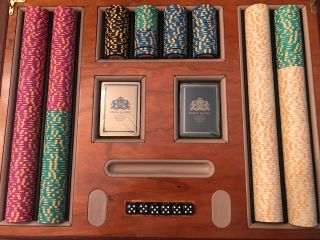 Noble Games Poker Set,  Limited Edition,  Cherry Wood And Leather Inlays