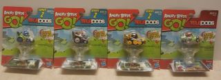 4 Nip Rovio Angry Birds Go Telepods Kart Blue And Black Bird Helmut & Green Pig