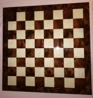 Massive Hand Inlaid Briarwood And Elmwood Chess Board 64 Cm 25.  4 Inch
