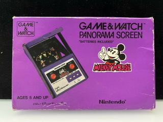 Nintendo Game & Watch MICKEY MOUSE Panorama Screen Vintage 1984 w/ Box 6