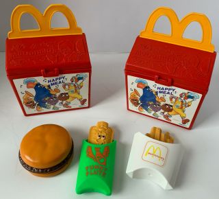 Vintage 1989 Mcdonalds Fisher Price Happy Meal Plastic Toy Boxes With Food
