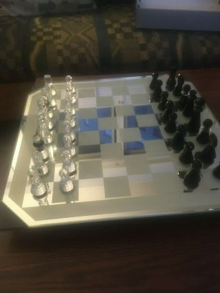 Swarovski Crystal Glass Chess Set Retail $1375 In Case/box Complete